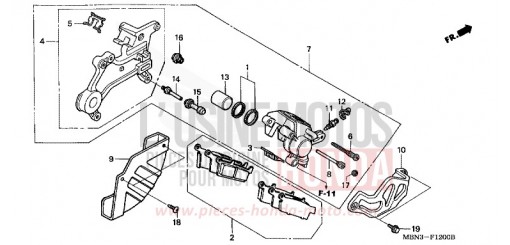 REAR BRAKE CALIPER XR650R7 de 2007